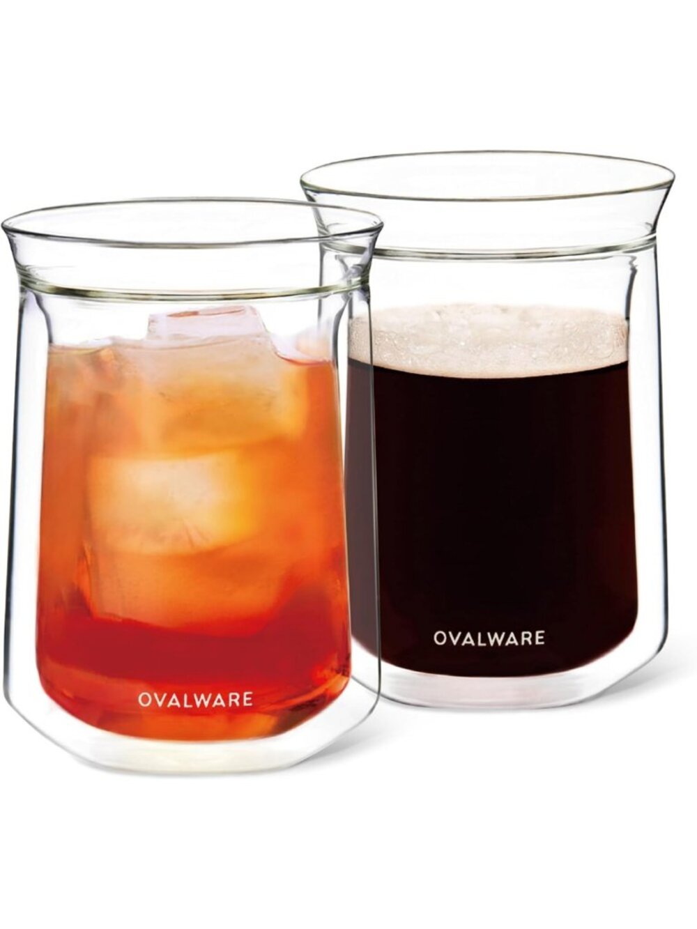Insulated Double Wall Glass Cups Set of 2 - 12oz Borosilicate for Coffee, Tea